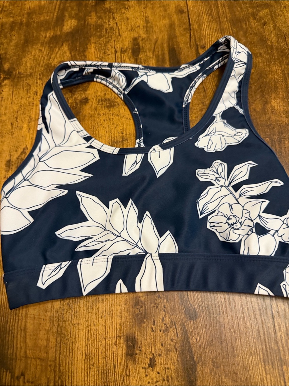 ALLFENIX Floral Racerback Sports Bra Navy White Size Small